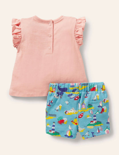 Frill Appliqué Playset-Aqua Coastal Seagull