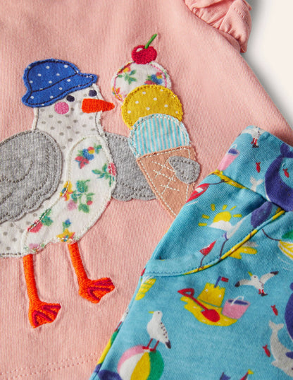 Frill Appliqué Playset-Aqua Coastal Seagull