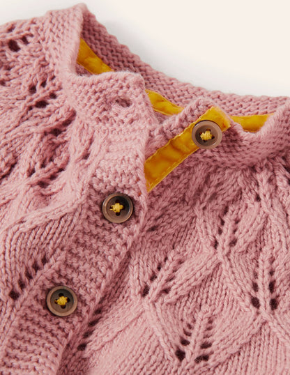 Everyday Textured Cardigan-Almond Pink