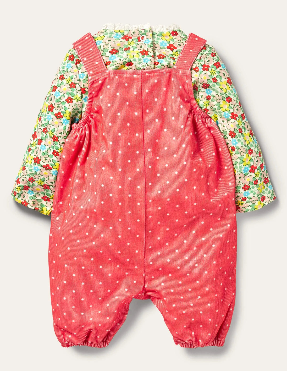 Cord Overalls Set-Strawberry Tart Pin Spot Heart