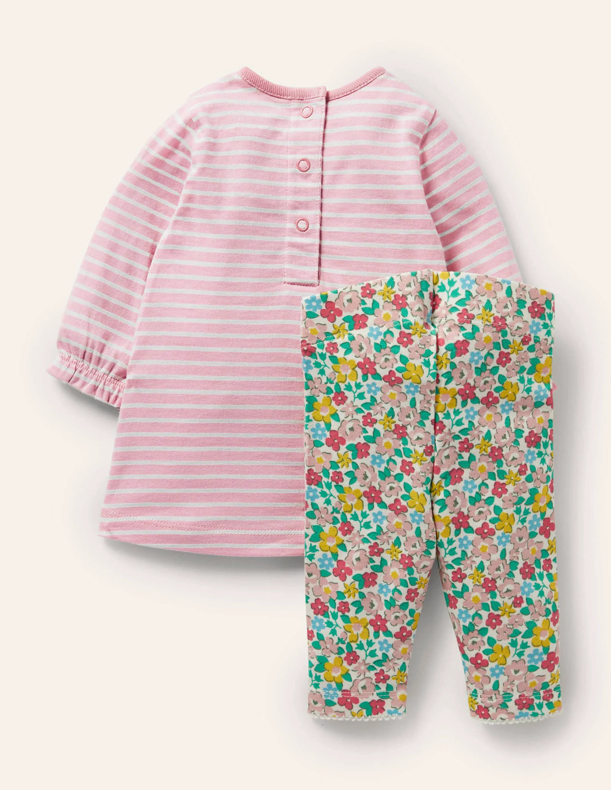 Jersey Dress and Legging Set-Boto Pink Spring Floral Horses