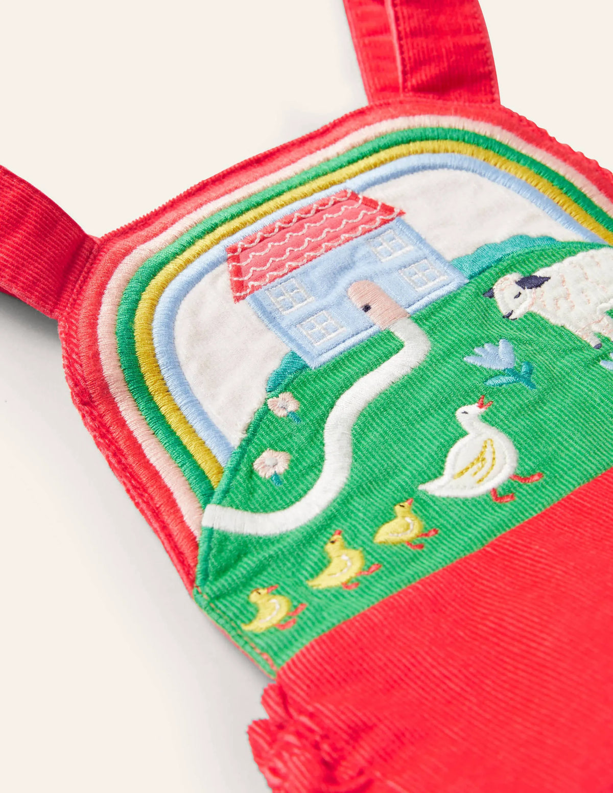 Appliqué Bib Romper-Strawberry Tart Scene