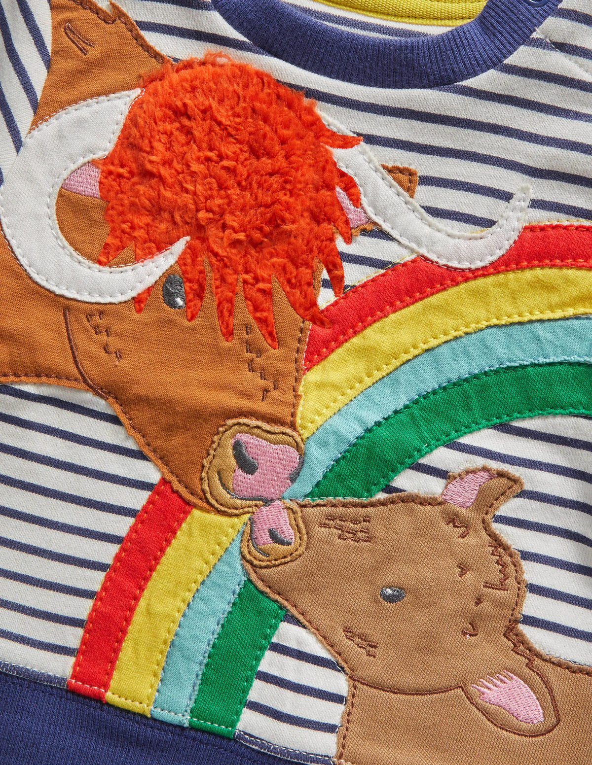 Appliqué Sweatshirt-Ivory/Starboard Blue Cows