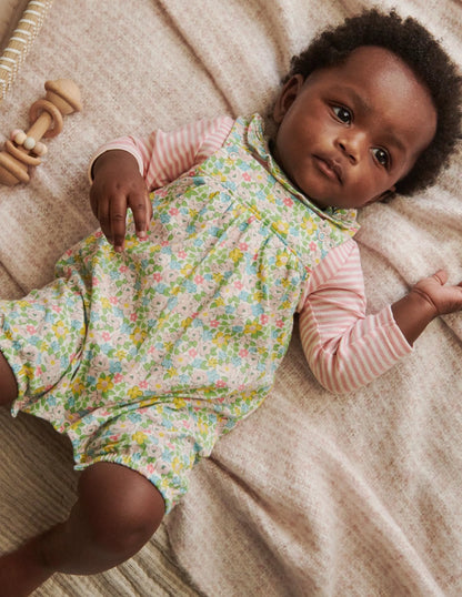 Organic Newborn Overalls Set-Aqua Spring Floral