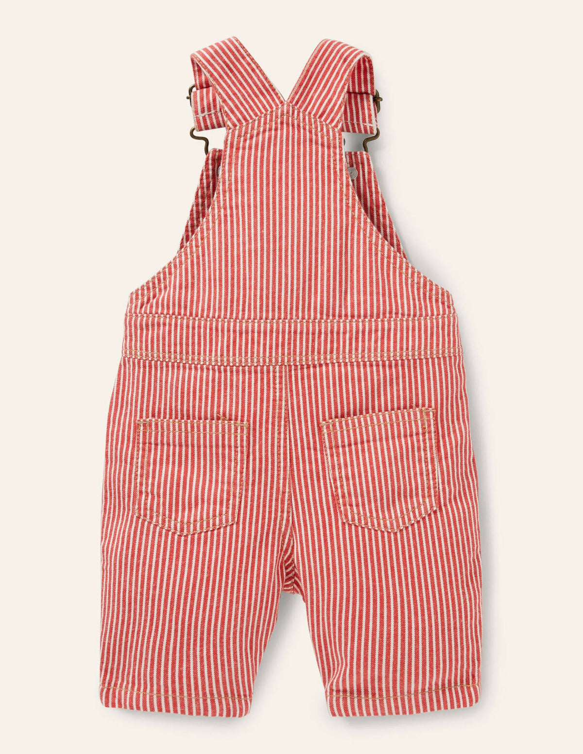 Patch Pocket Overalls-Fire Red Ticking
