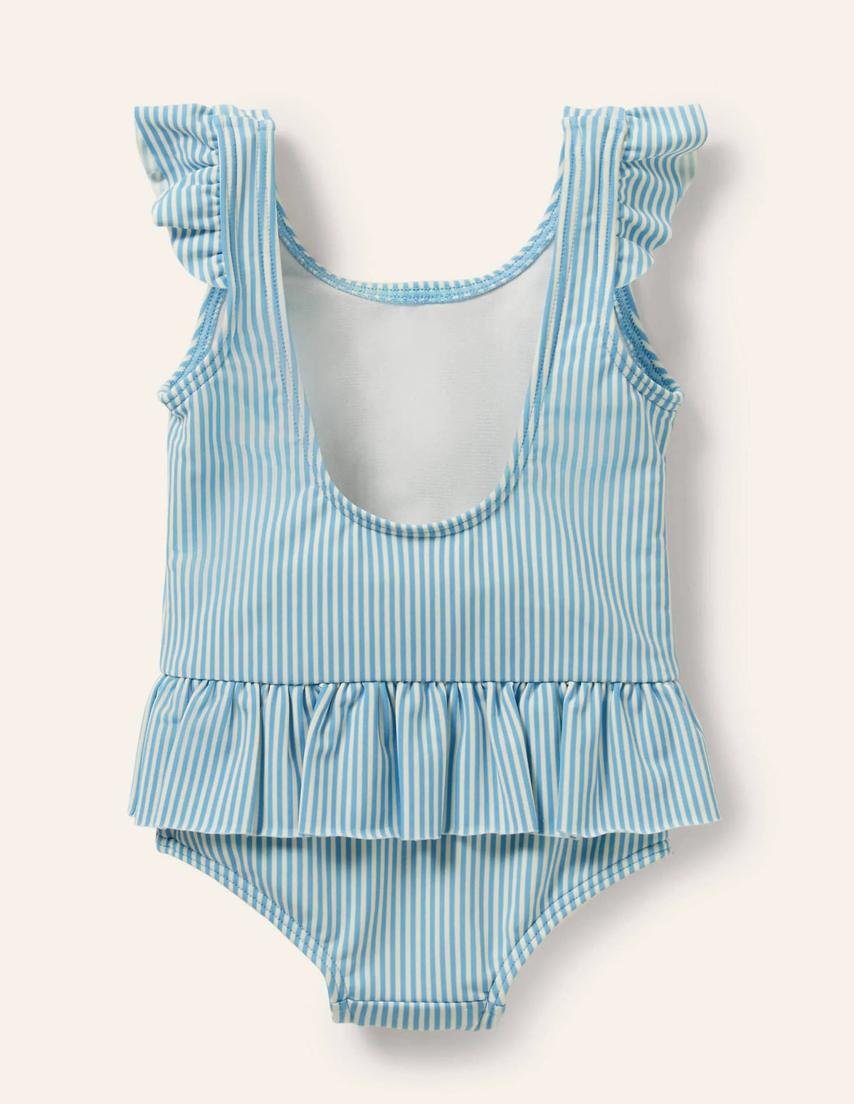 Blue Stripe Strawberry Frill Waist Swimsuit-Blue/Ivory Strawberries