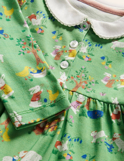 Jersey Collared Dress-Fountain Spring Time