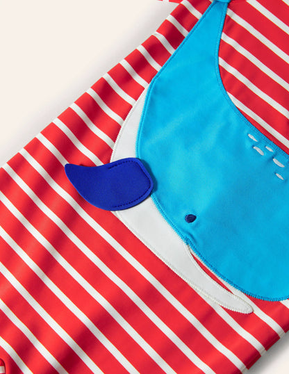Printed Sun-safe Surf Suit-Fire Red/Ivory Whale