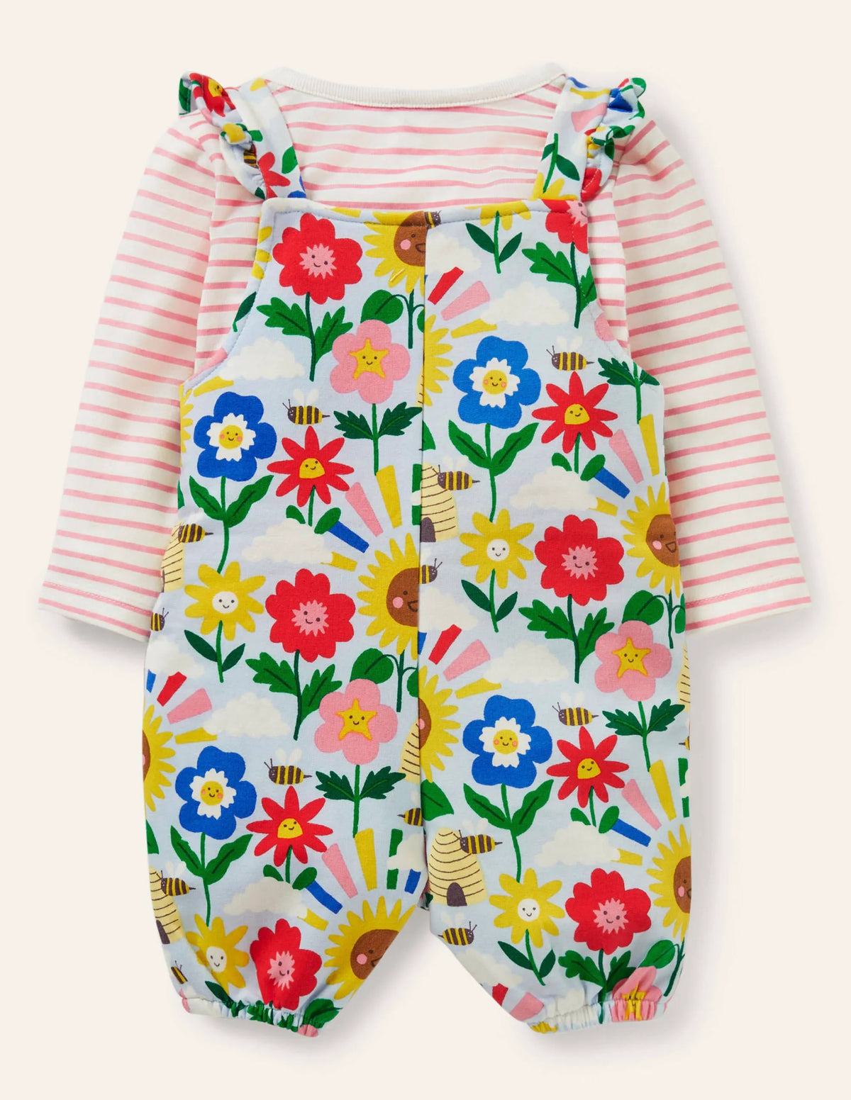 Jersey Overalls Set-Multi Happy Flowers