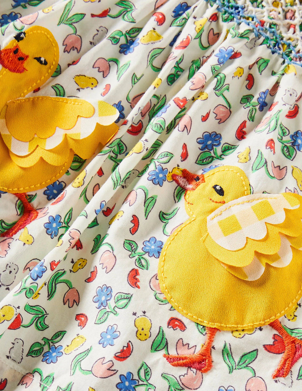 Puff Sleeve Nostalgic Dress-Ivory Baby Chicks