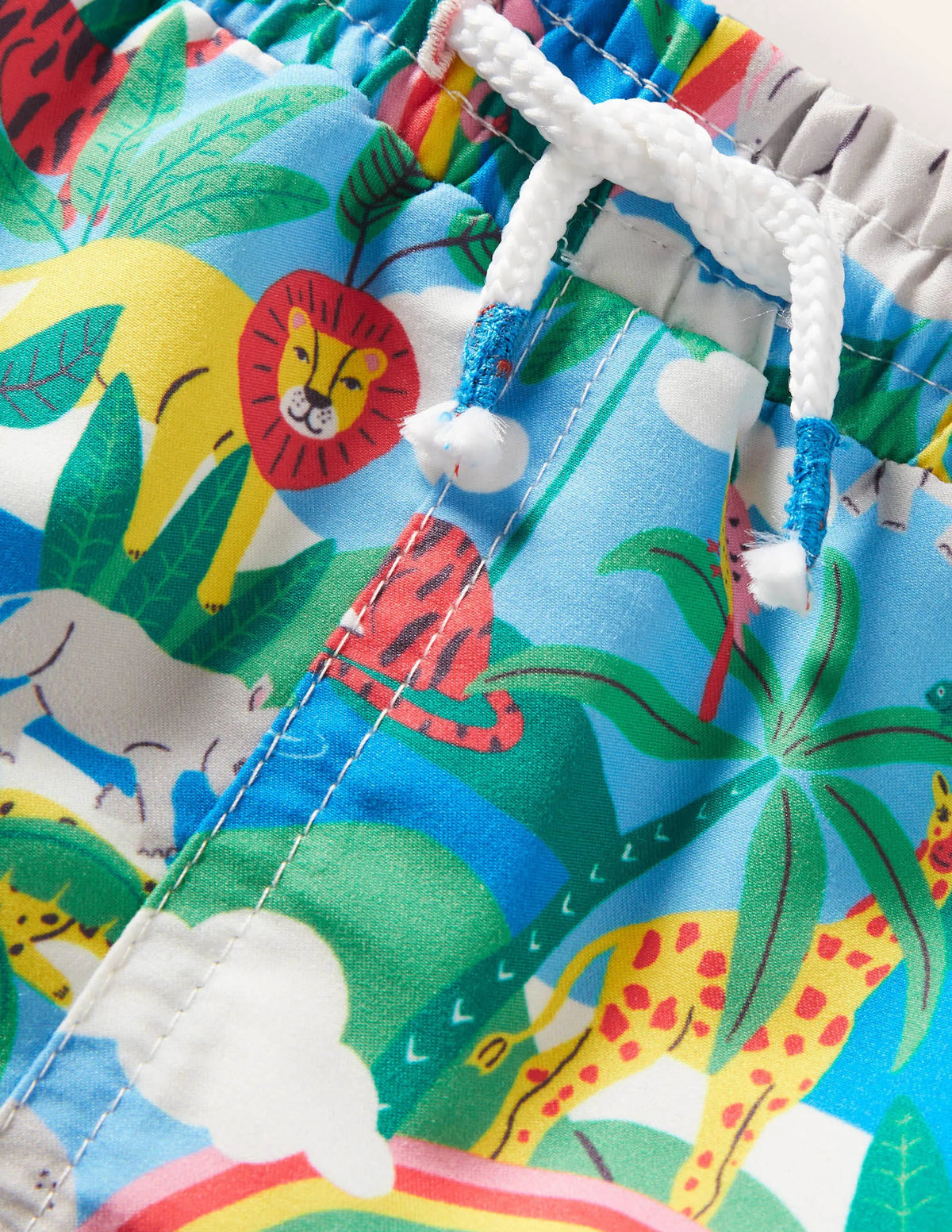 Swim Trunks-Ivory Surfboard Rainbow Jungle