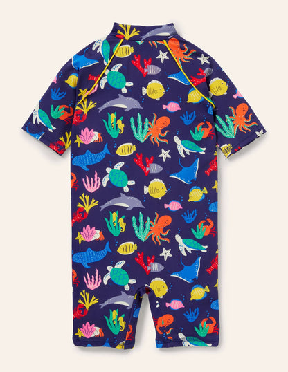 Printed Sun-safe Surf Suit-Ivory Under The Sea