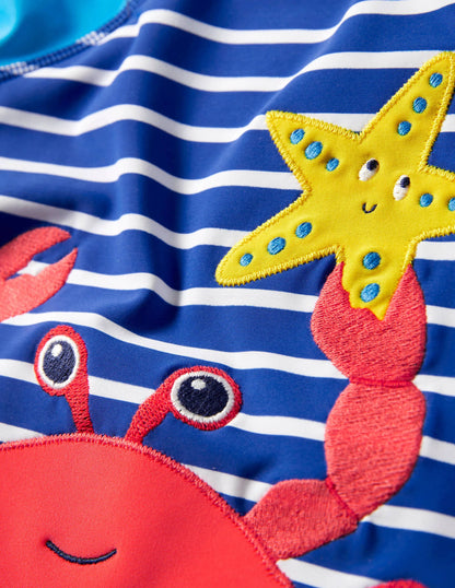 Appliqué Rash Guard-Blue Wave Sealife