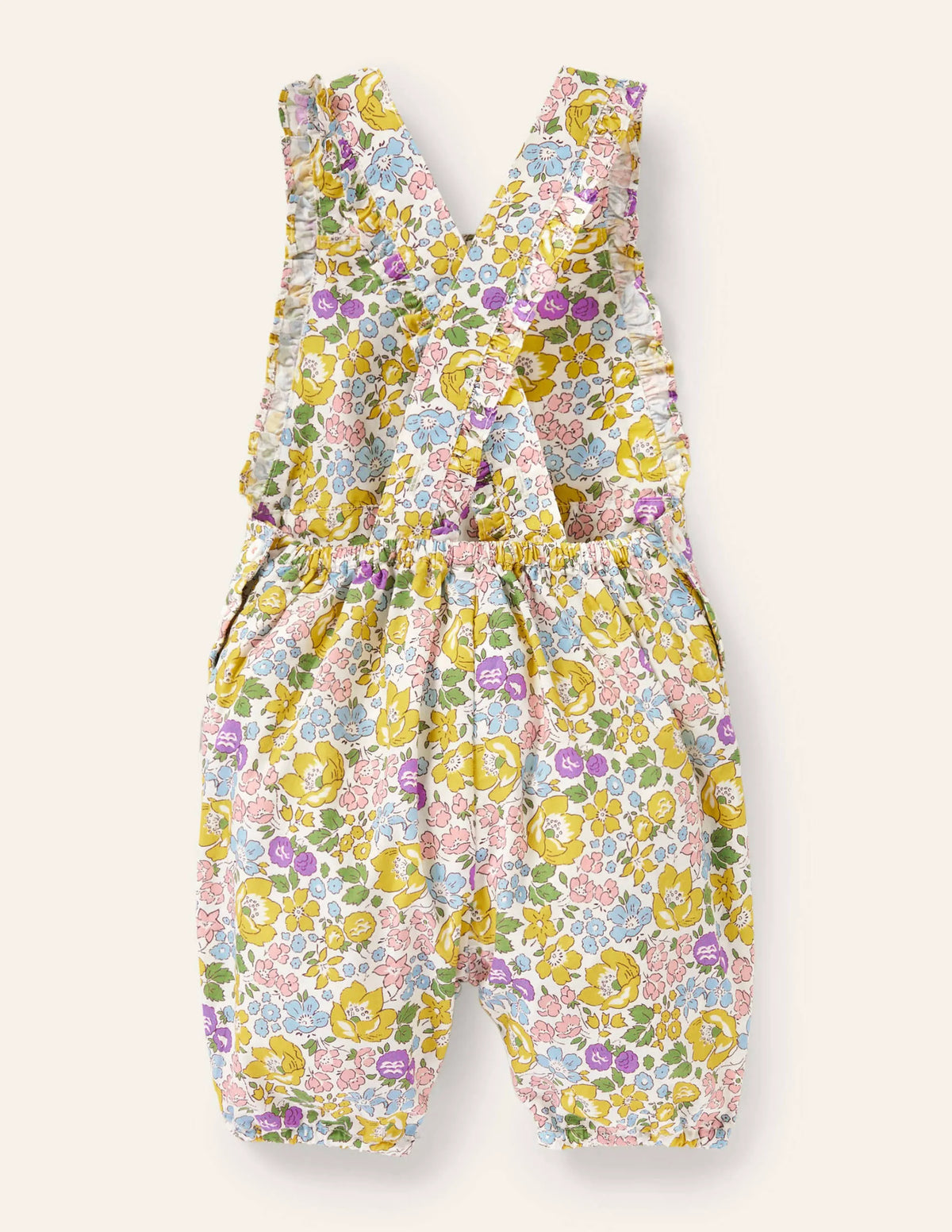 Appliqué Overalls-Cool Violet Floral Bunnies