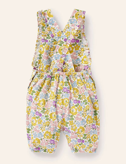 Appliqué Overalls-Cool Violet Floral Bunnies