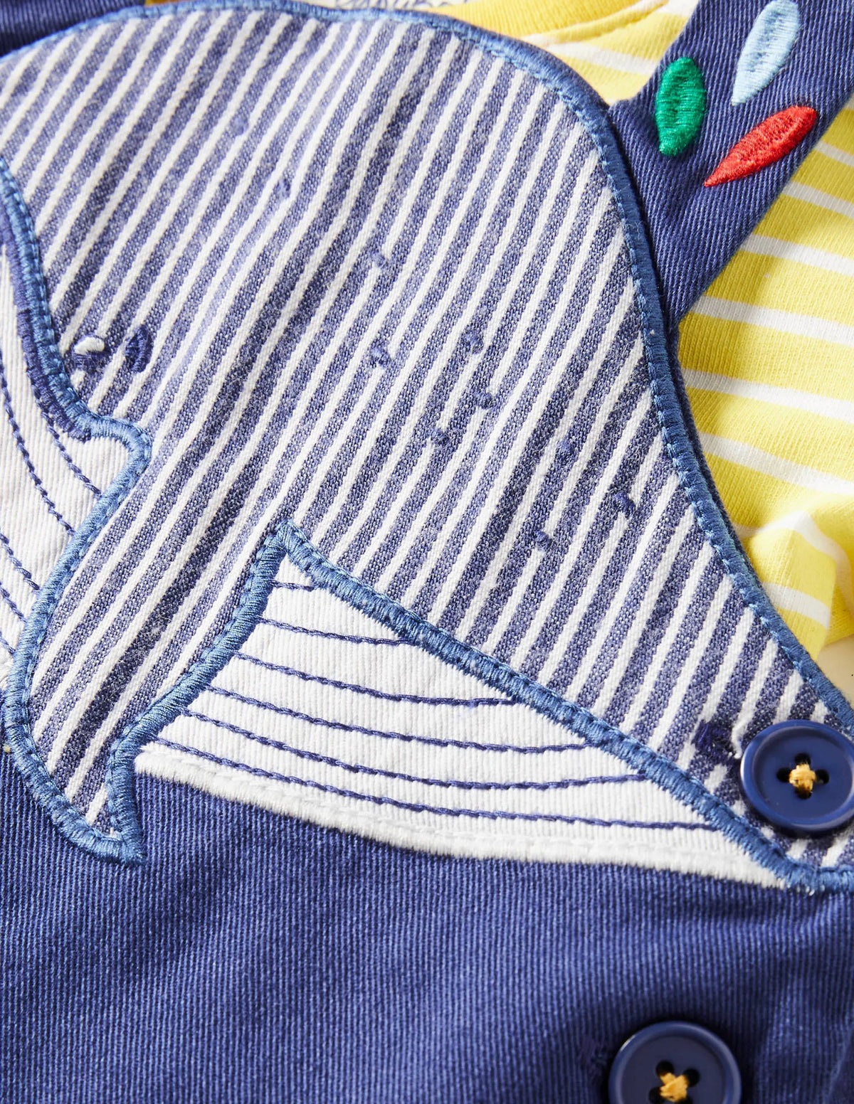 Woven Dungaree Set-Starboard Whale