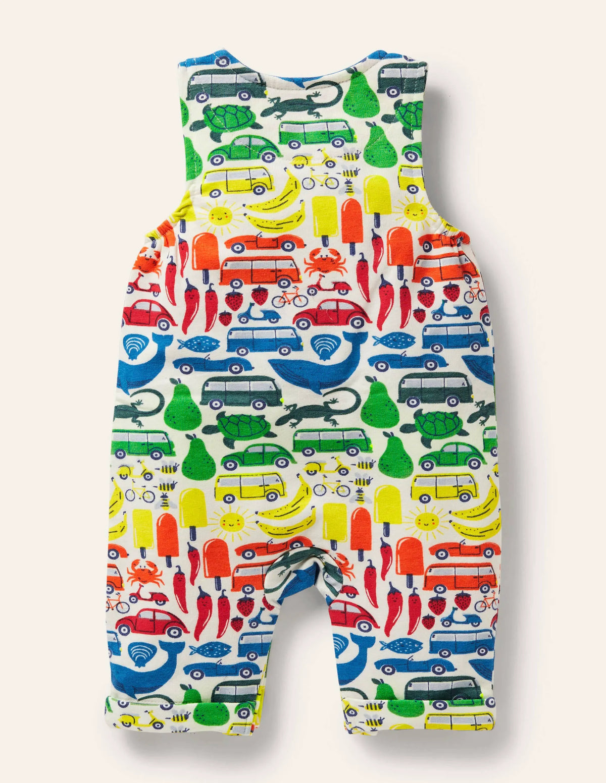 Jersey Printed Romper-Ivory Rainbow Road Trip
