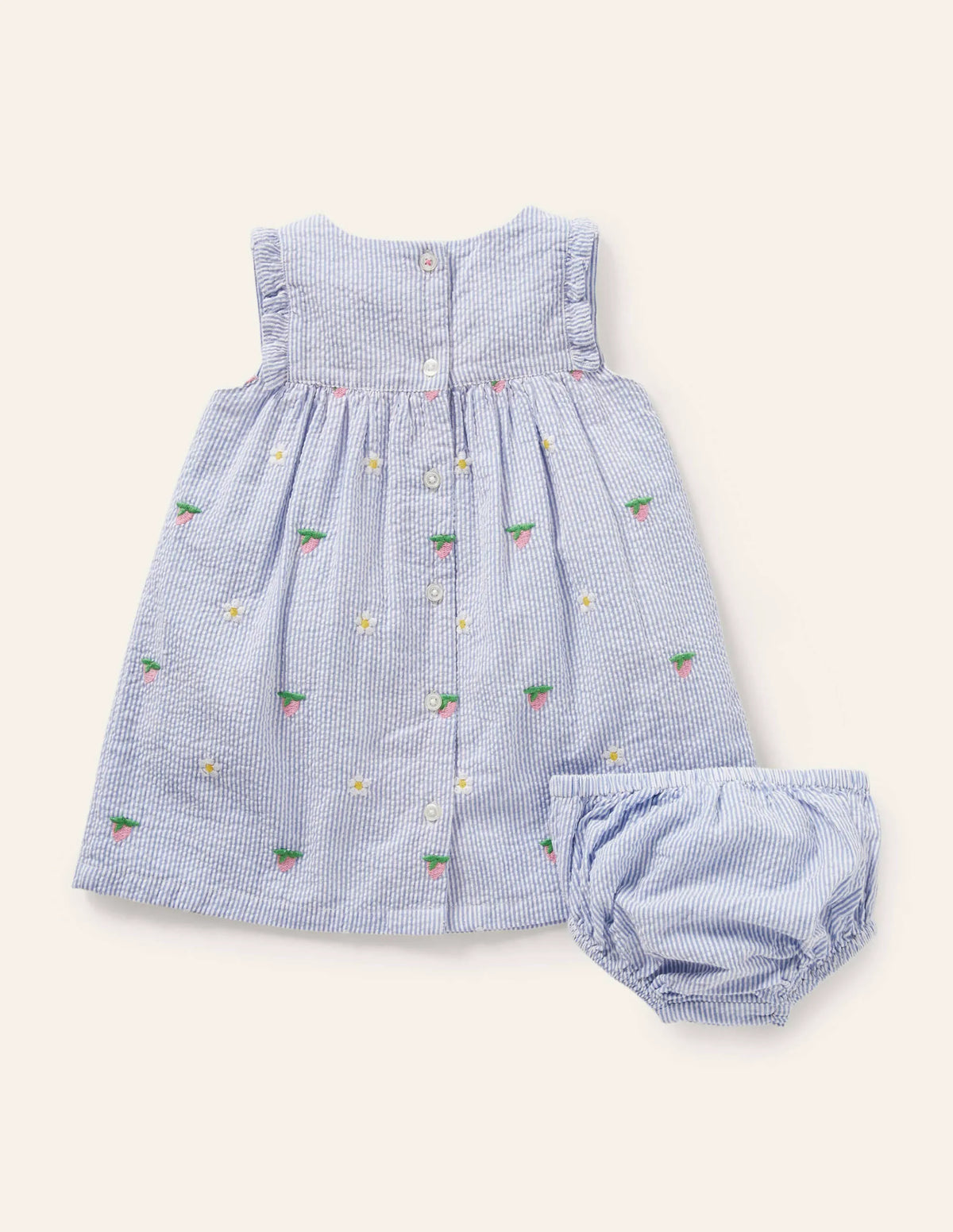 Embroidered Woven Pinnie-Multi Blue Floral