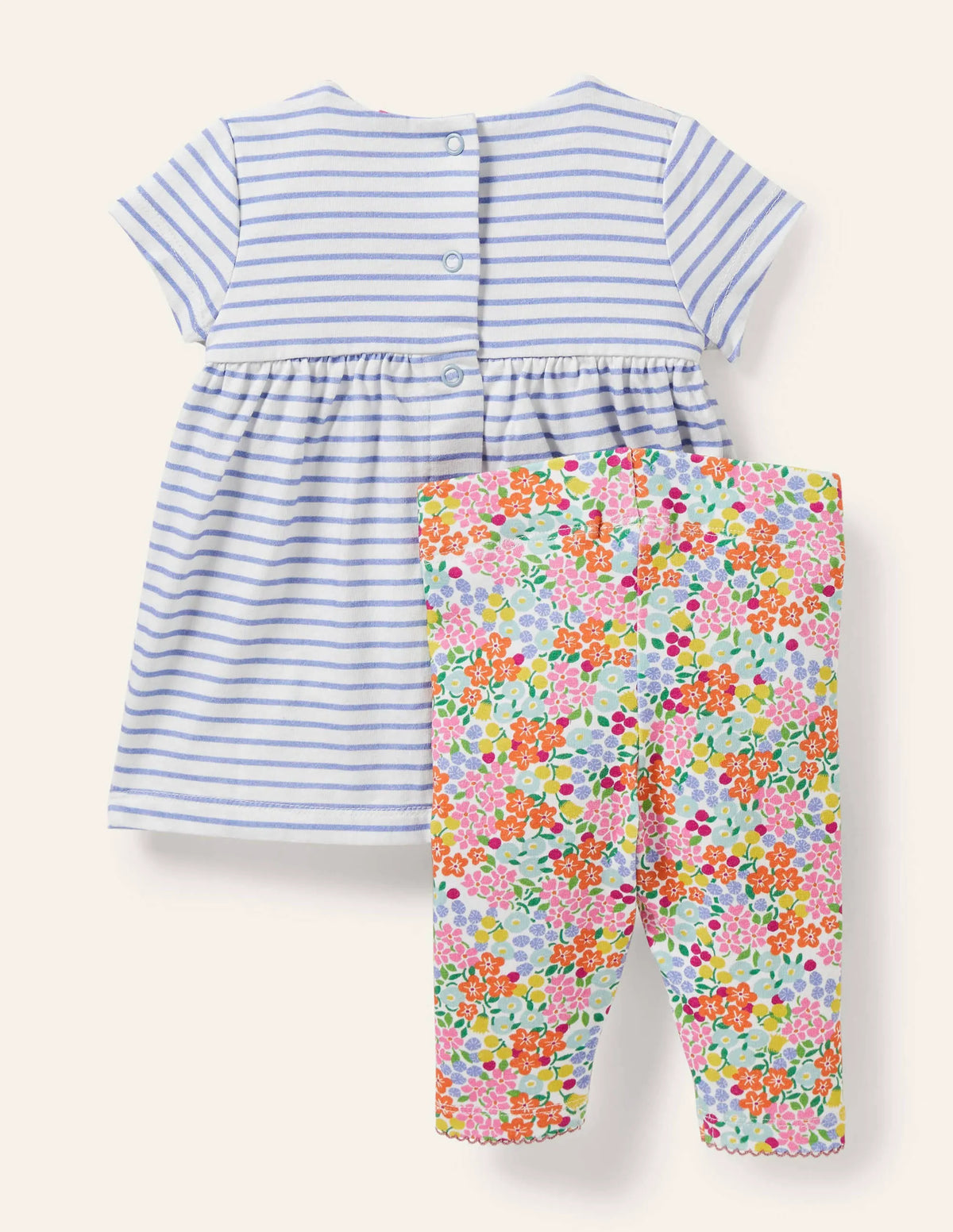 Floral Jersey Dress Set-Ivory Tropical Flowerbed
