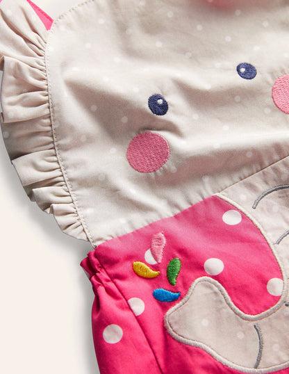 Woven Novelty Romper-Coral Reef Spot Elephant