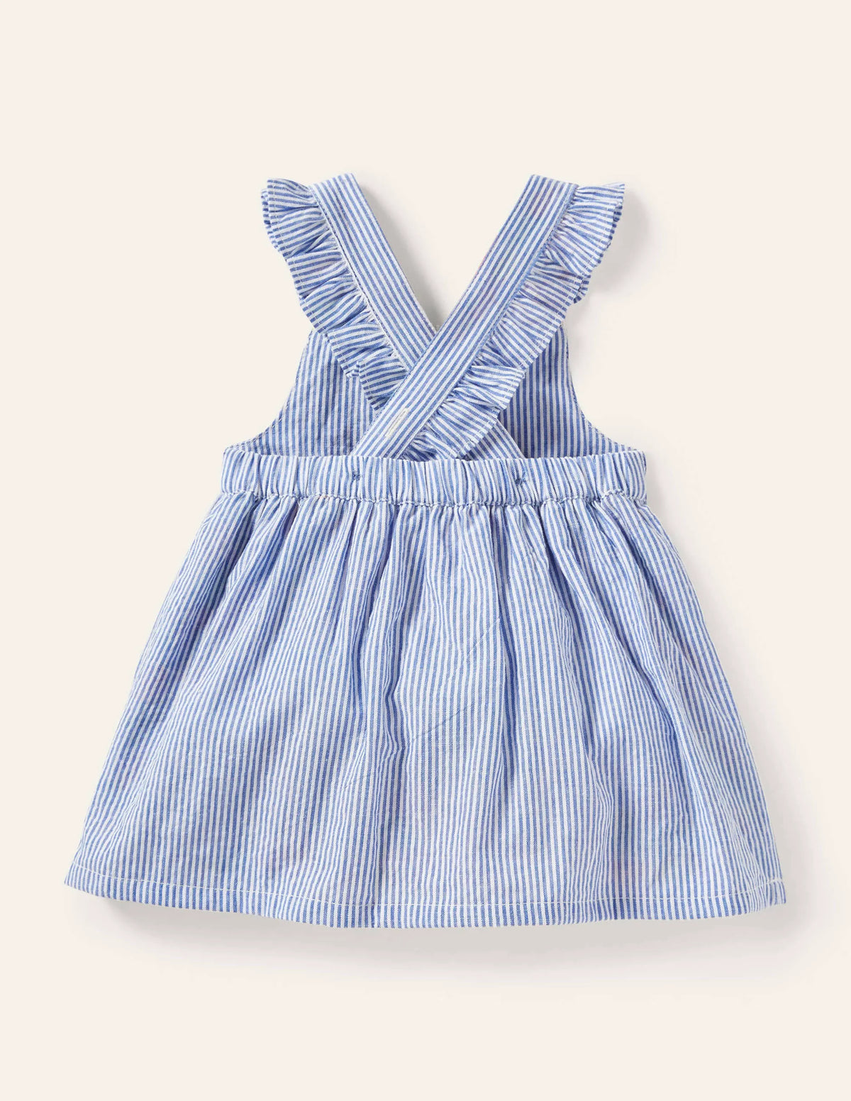 Woven Appliqué Dress-Ivory/Bluebell Flamingo