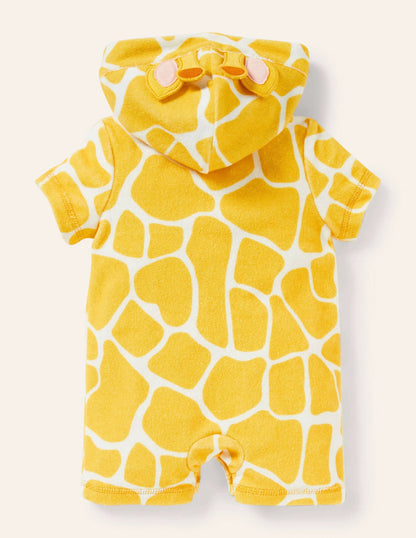 Novelty Towelling Romper-Daffodil Yellow Giraffe