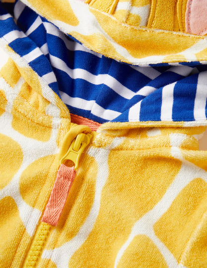 Novelty Towelling Romper-Daffodil Yellow Giraffe
