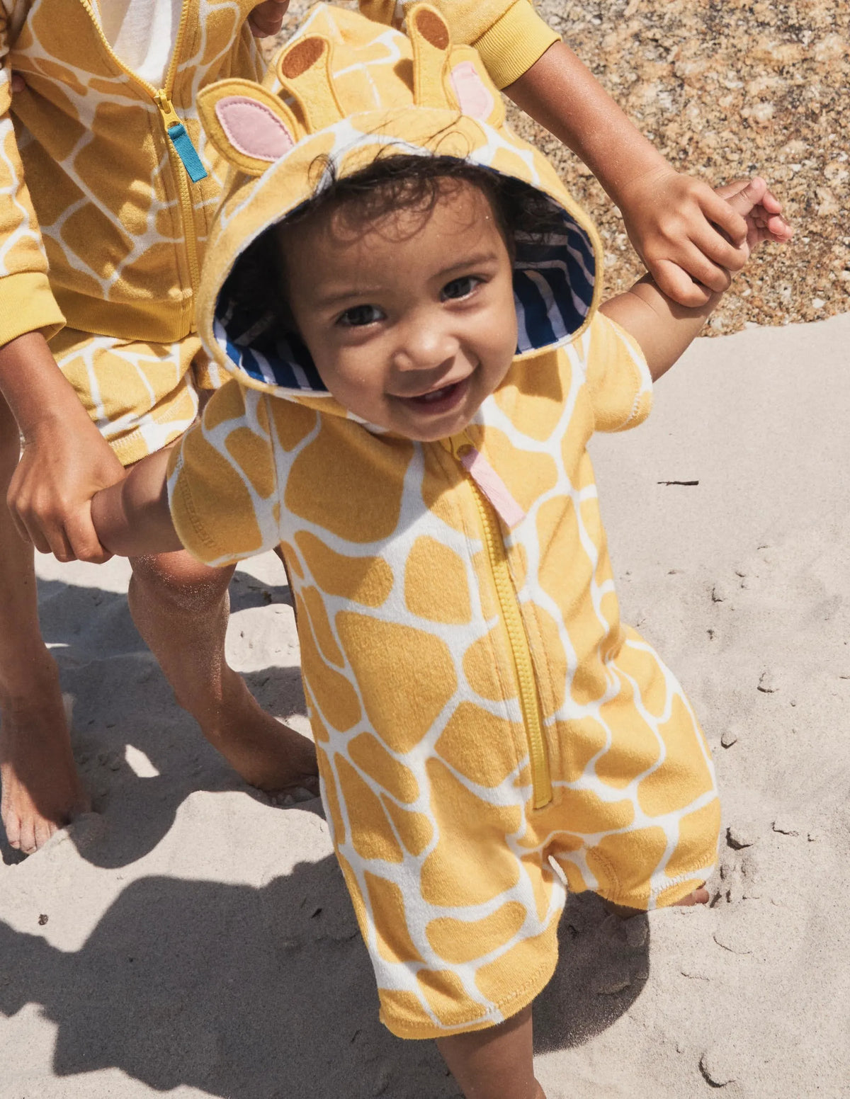 Novelty Towelling Romper-Daffodil Yellow Giraffe