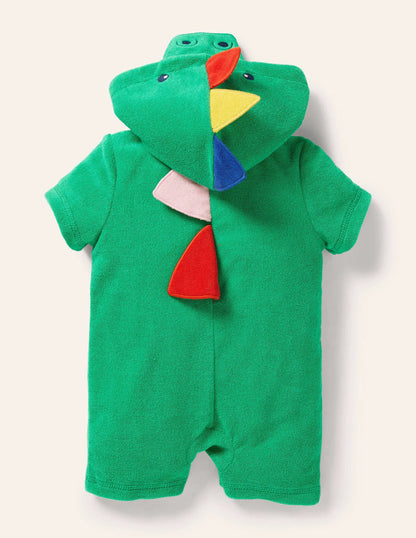 Crocodile Towelling Romper-Green Pepper