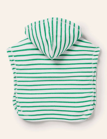 Towelling Throw on-Green/Ivory Lions
