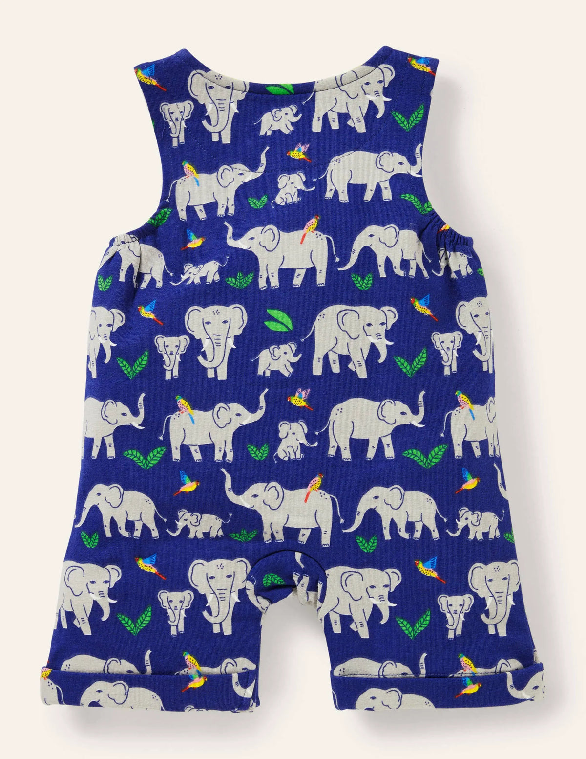 Short Leg Jersey Romper-Starboard Elephants