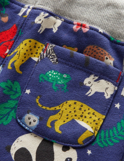 Jersey Printed Bottoms-College Navy Global Animals