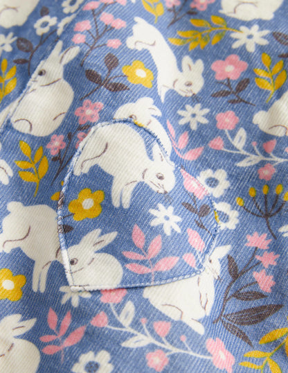 Cord Overalls-Riviera Blue Bunny Field