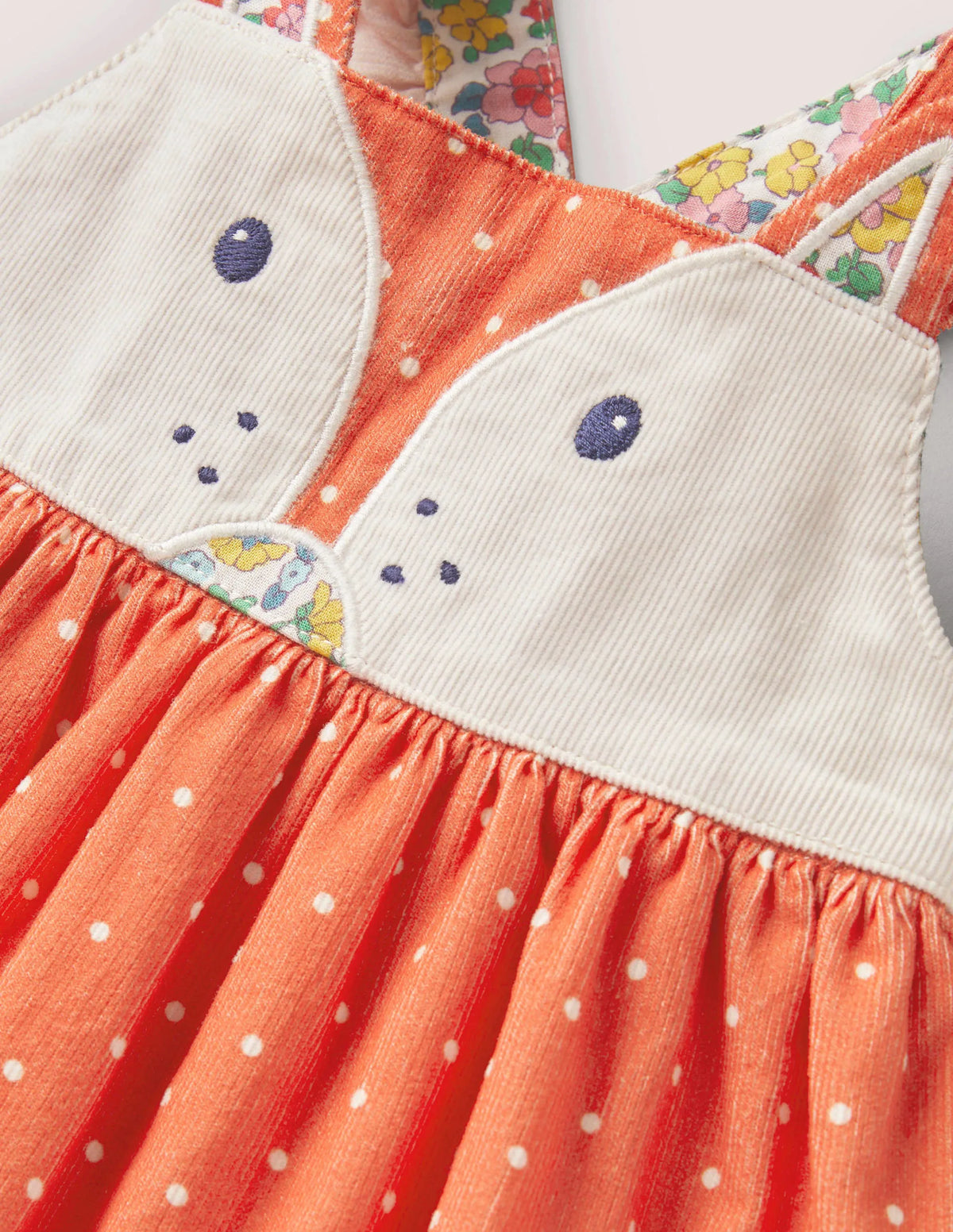 Cord Pinnie Dress-Tigerlily Orange Pin Spot Fox
