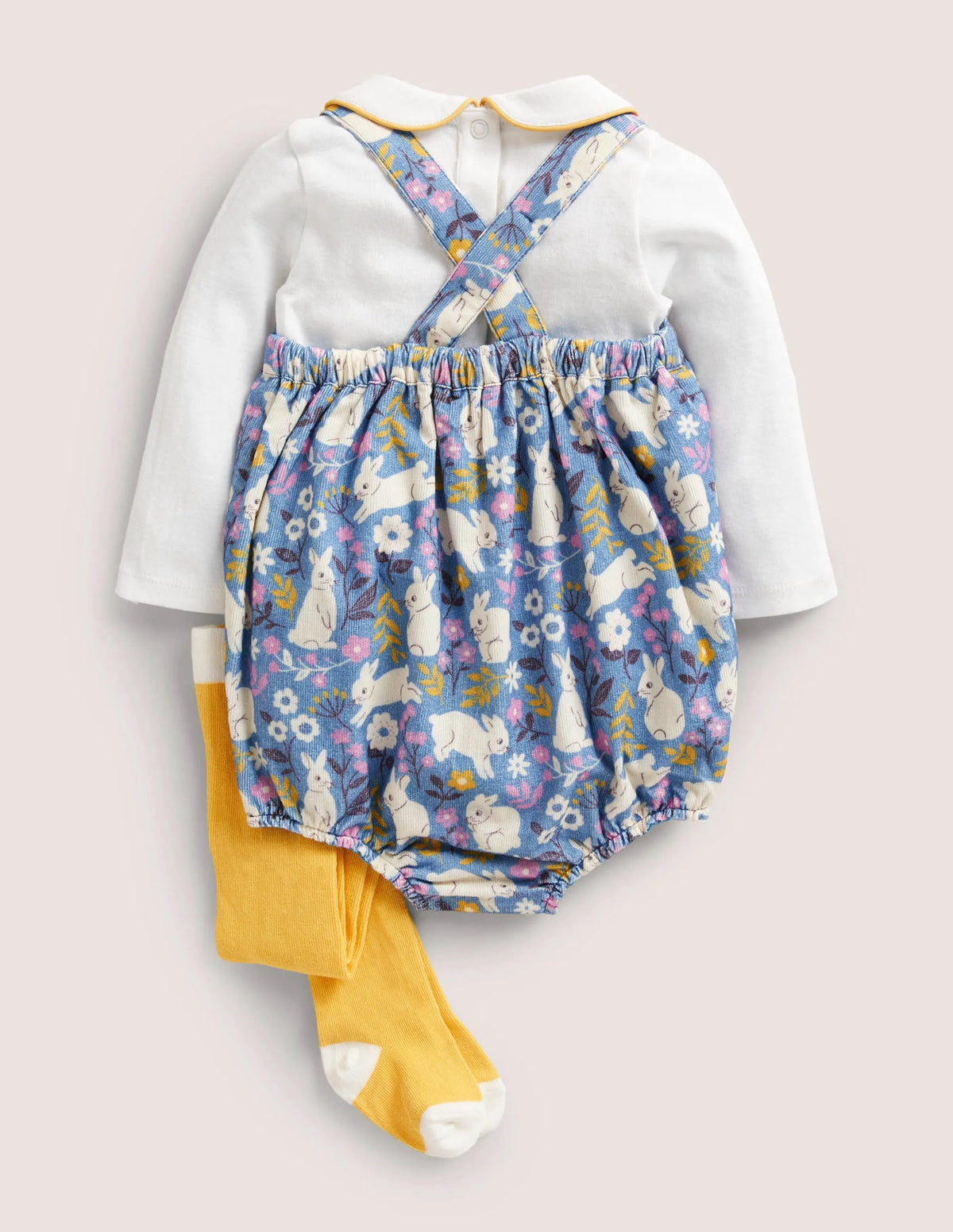 Printed Romper 3 Piece Set-Blue Bunny Field