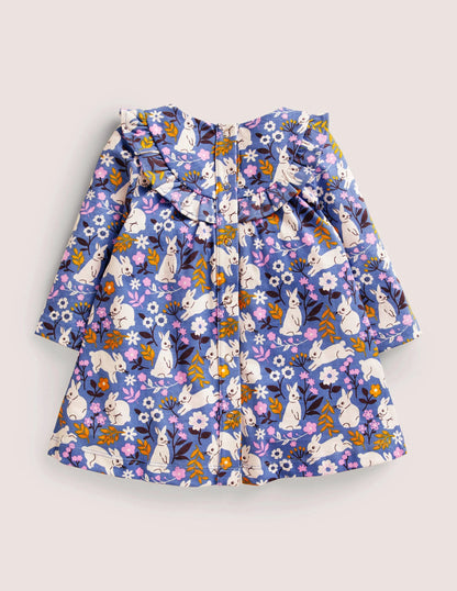 Printed Long Sleeve Dress-Riviera Bunny Field