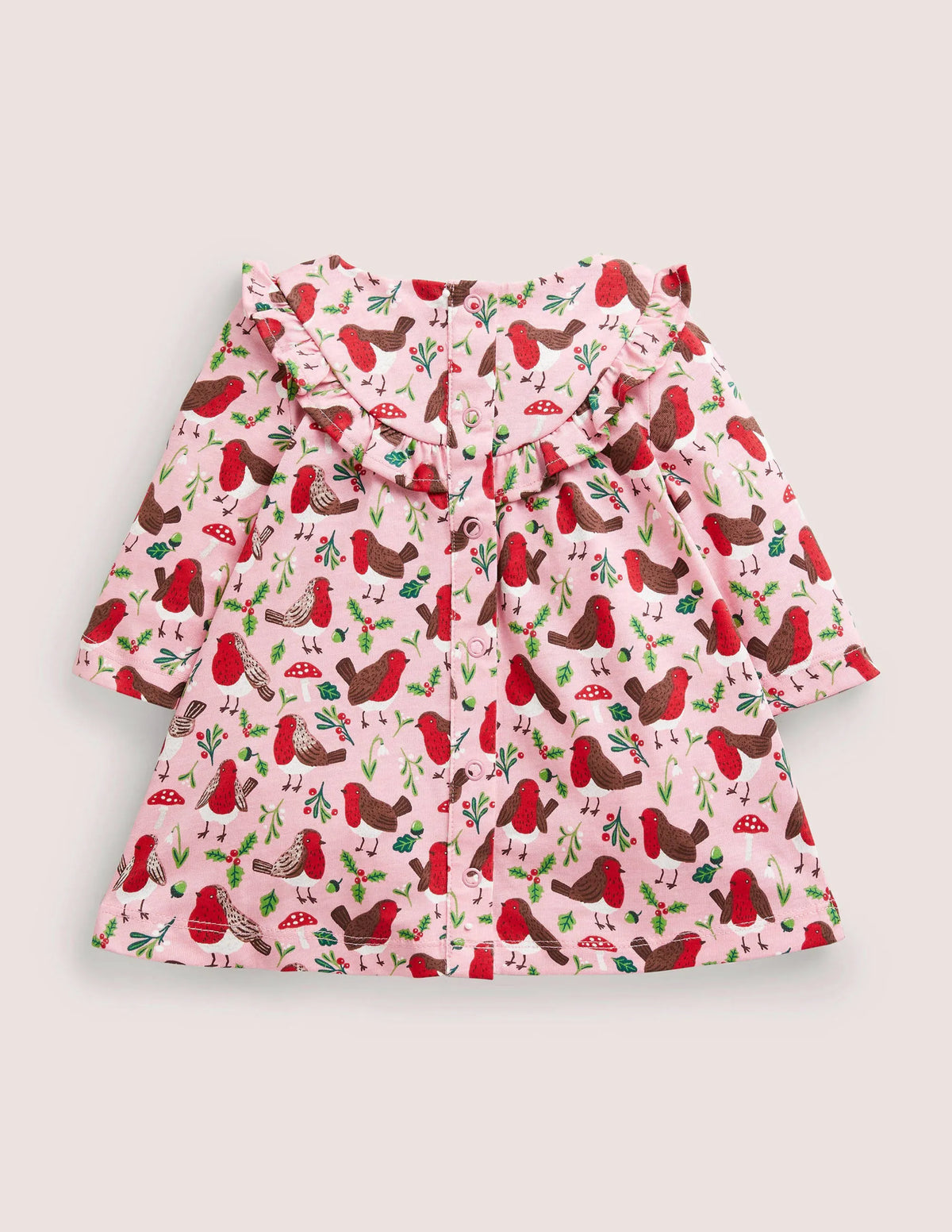 Printed Long Sleeve Dress-Boto Pink Robins