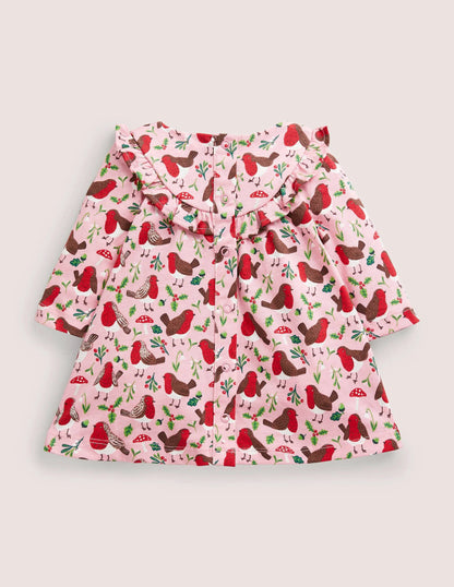 Printed Long Sleeve Dress-Boto Pink Robins