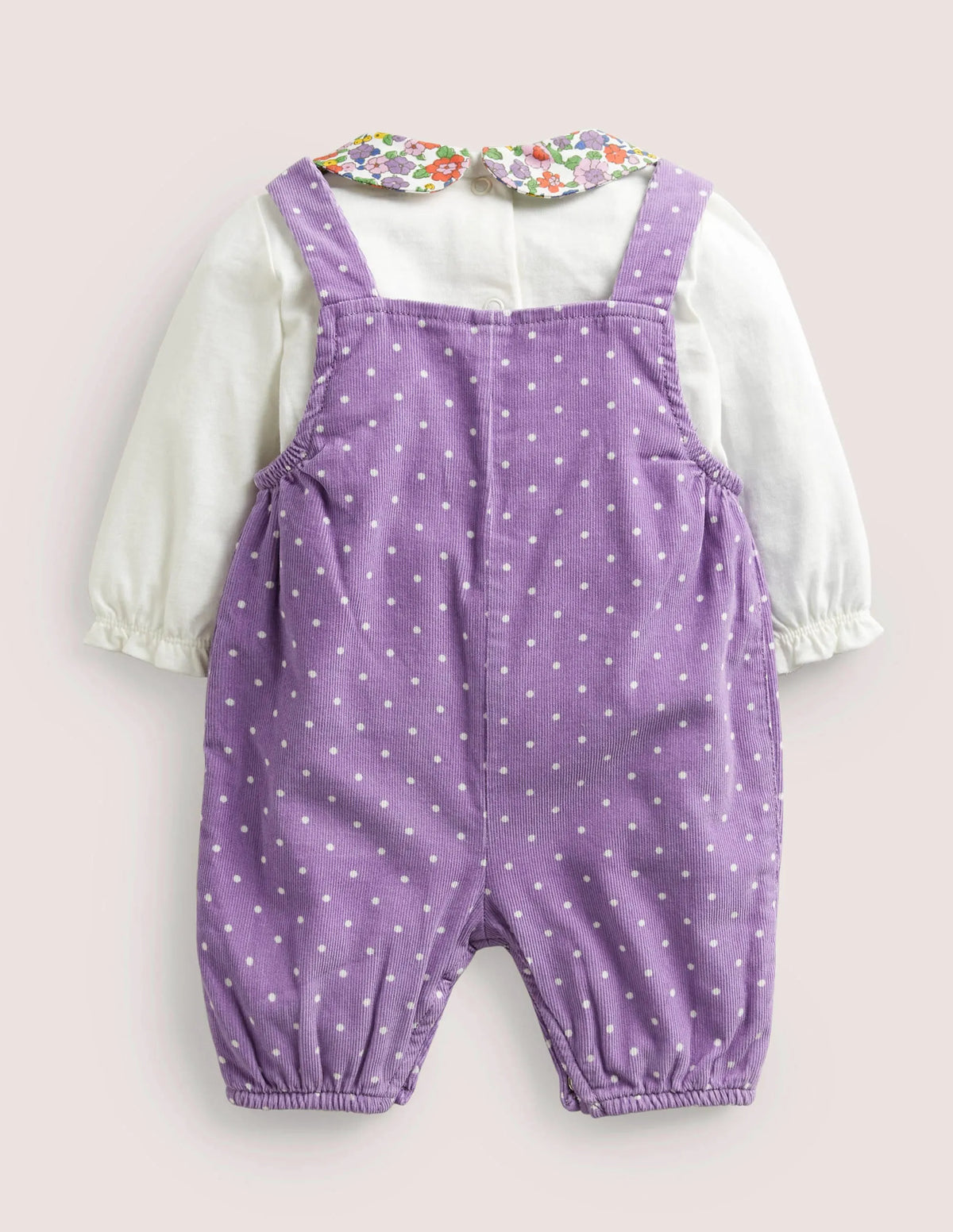 Cord Dungaree Set-Aster Purple Pin Spot Bunny