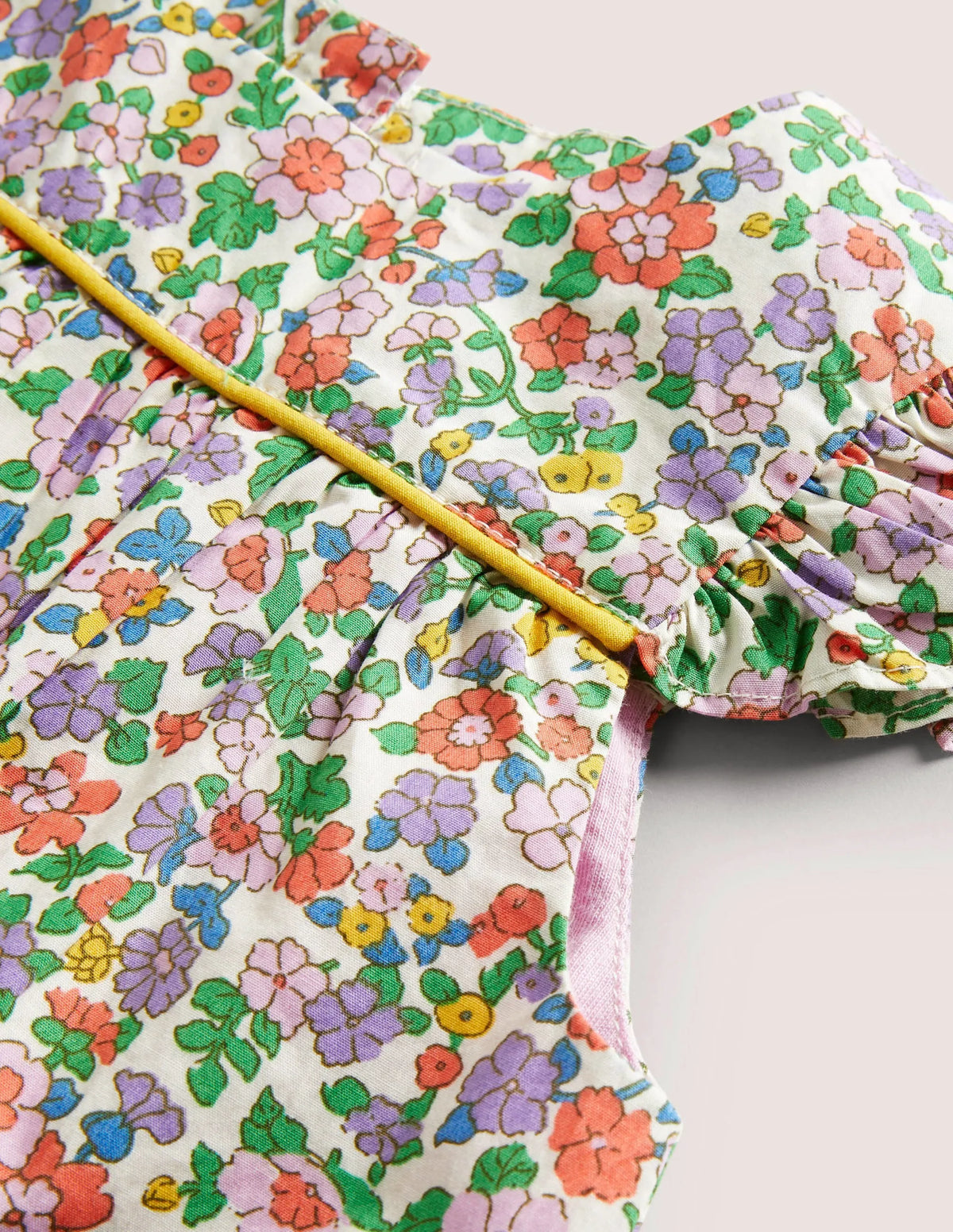 Ruffle Printed Rompers-Aster Purple Floral
