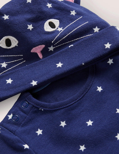 Halloween Cat Romper-Starboard Blue Stars