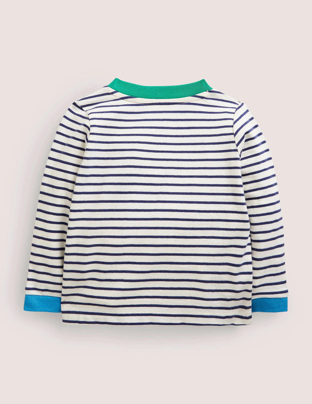 Long-sleeved Appliqué T-shirt-Ivory/Navy Global Animals