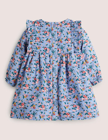 Printed Woven Dress-Dusty Blue Floral