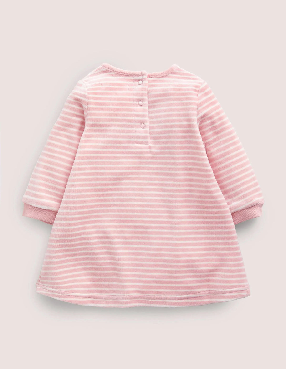 Appliqué Velour Dress-Boto Pink/Ivory Bunny