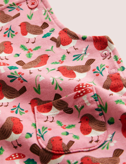 Jersey Dungaree-Boto Pink Robins