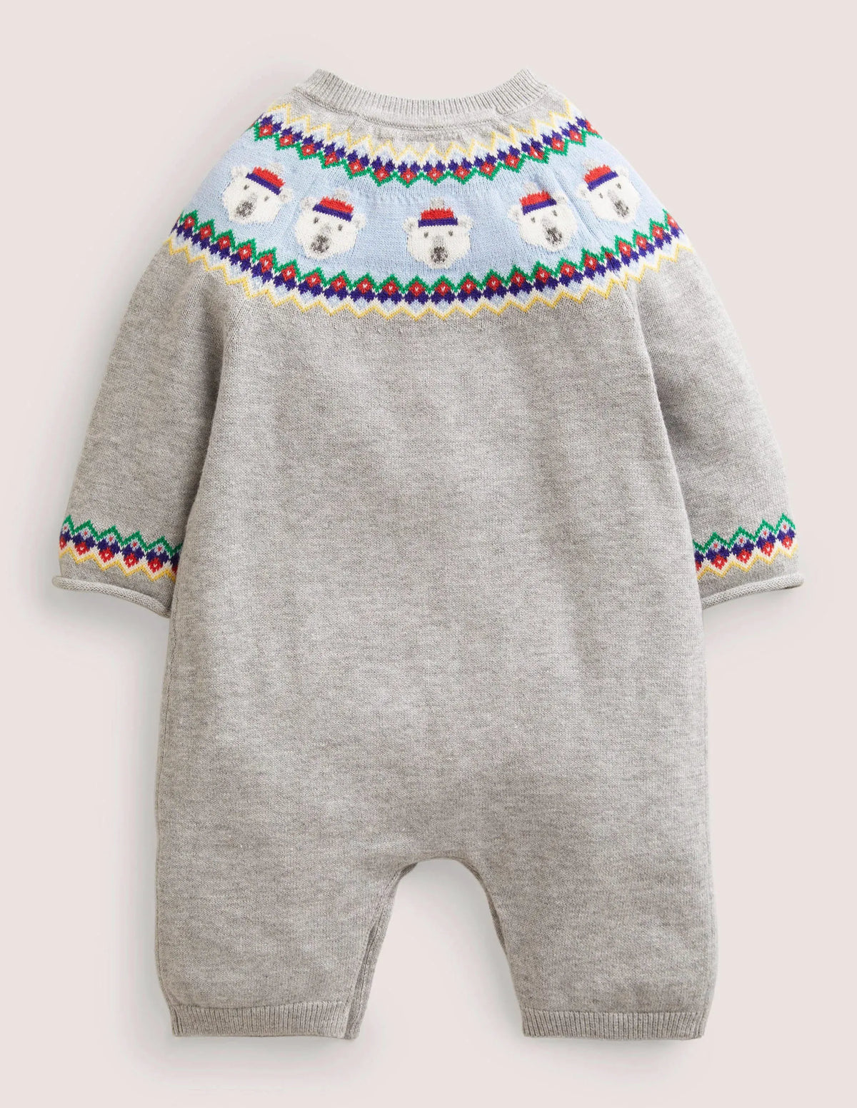 Knitted Romper-Grey Marl Polar Bears