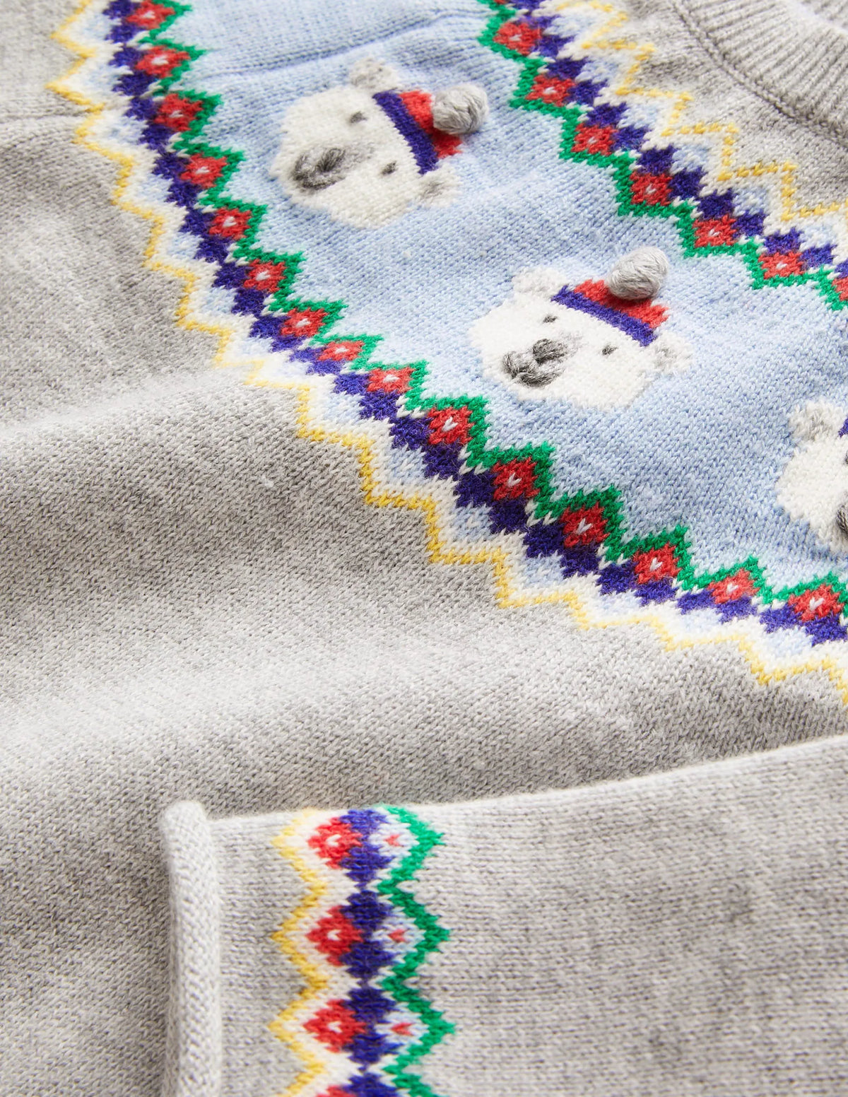 Knitted Romper-Grey Marl Polar Bears