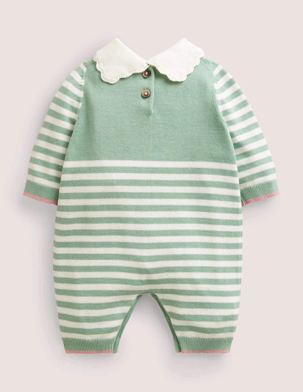 Green Striped Knitted Elf Romper-Csarite Green Stripe Elf