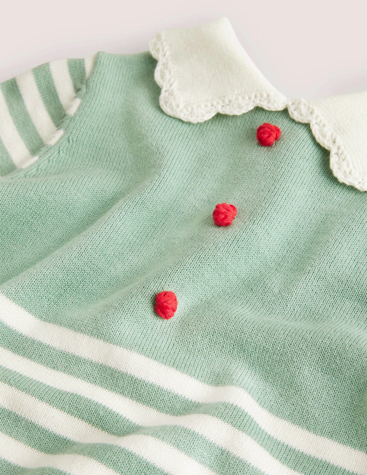 Green Striped Knitted Elf Romper-Csarite Green Stripe Elf
