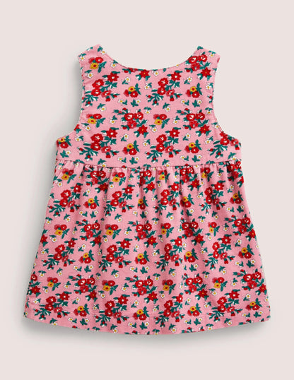 Cord Pinnie Appliqué Dress-Boto Pink Father Christmas